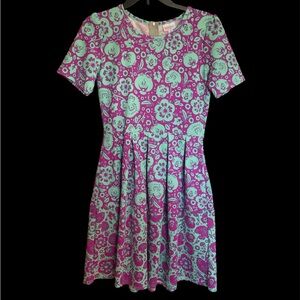 LuLaRoe Magenta and Teal Floral Dress with Pockets